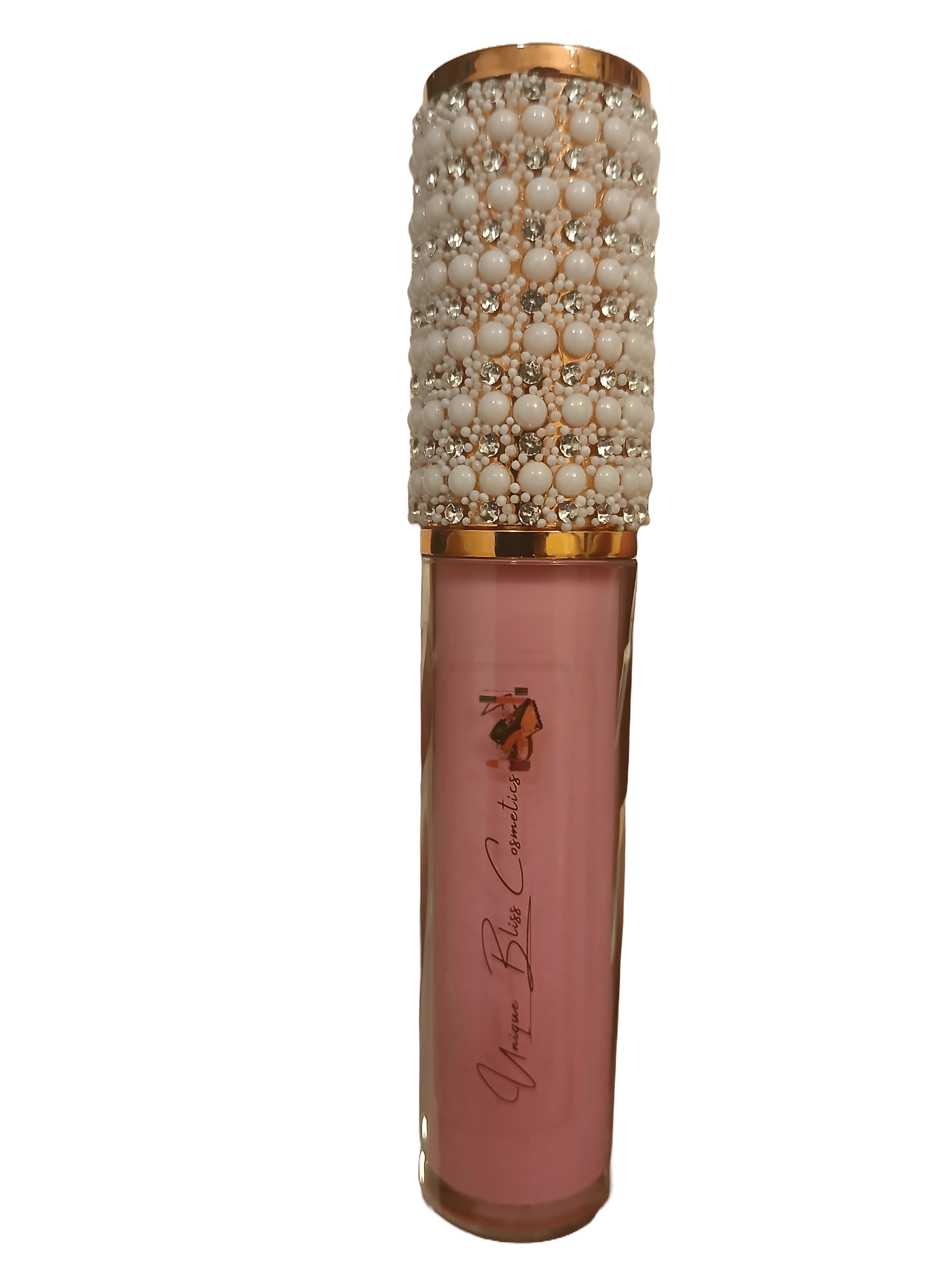 Pink high shine nail polish in elegant bottle with pearl decoration, perfect for enhancing nails with vibrant color.