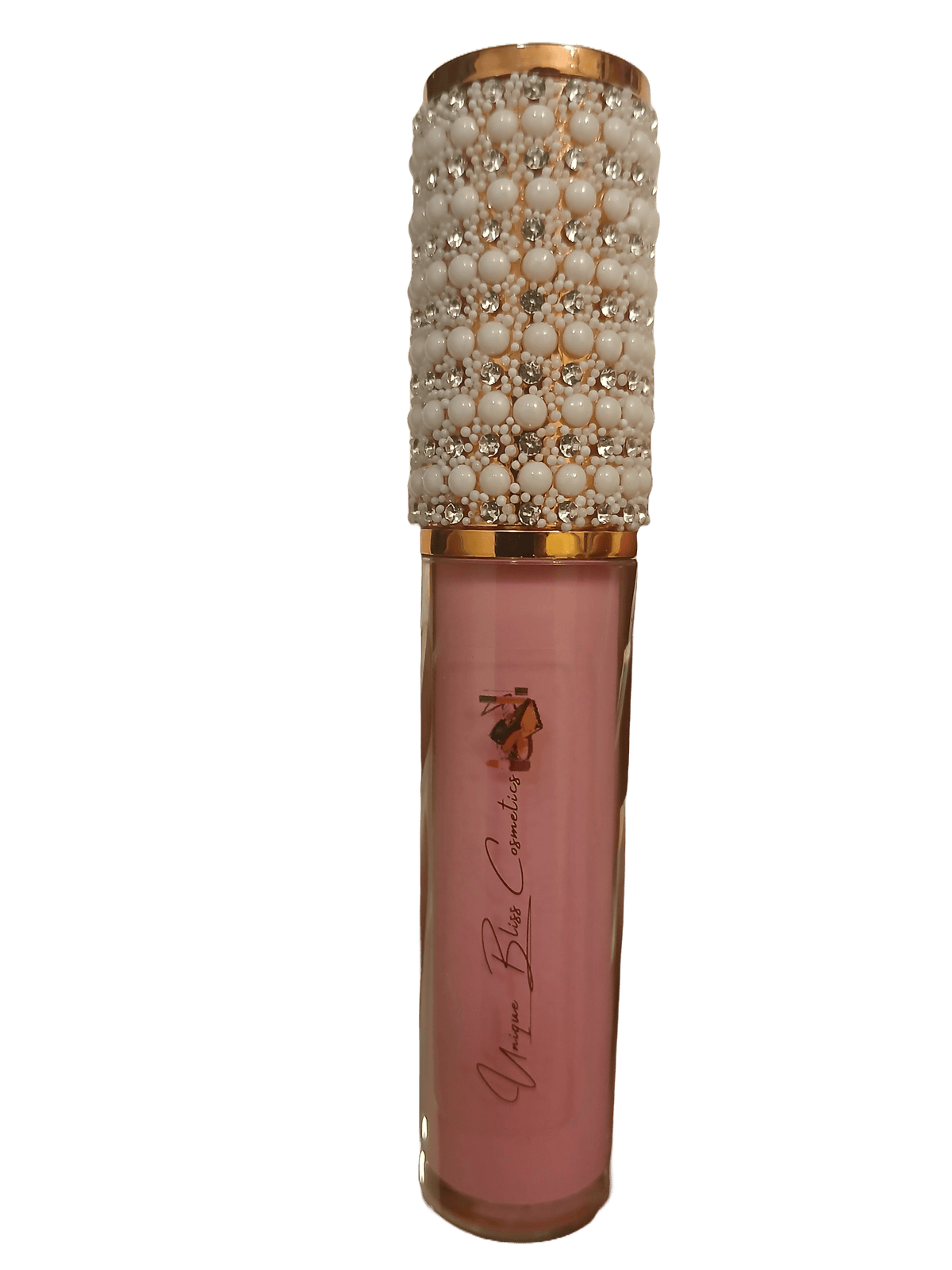 Pink high shine nail polish in elegant bottle with pearl decoration, perfect for enhancing nails with vibrant color.